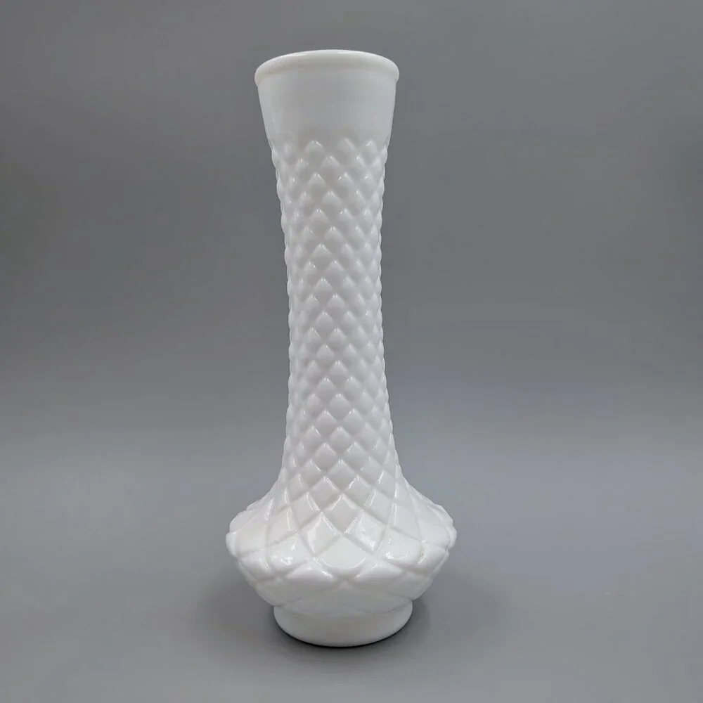 Set of 3 Vintage White Milk Glass Bud Vases - 9" Shabby Chic Floral Decor - Picture 2 of 10